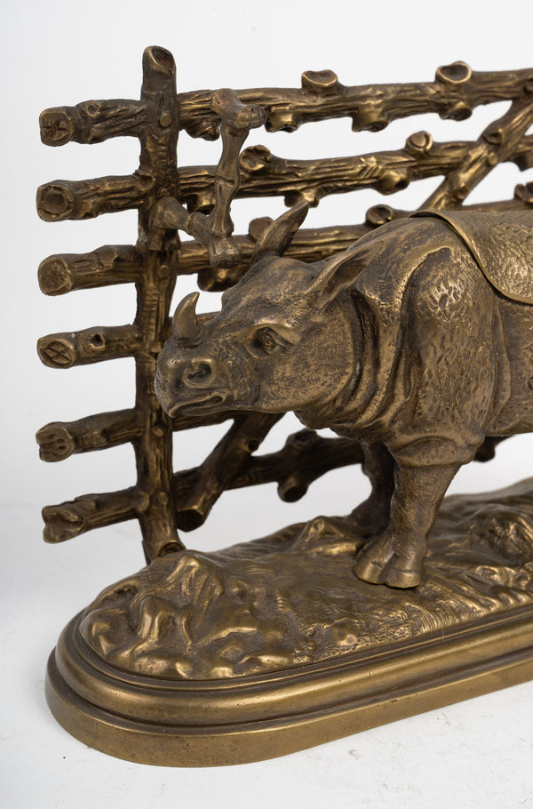 Encrier en bronze Rhinocéros