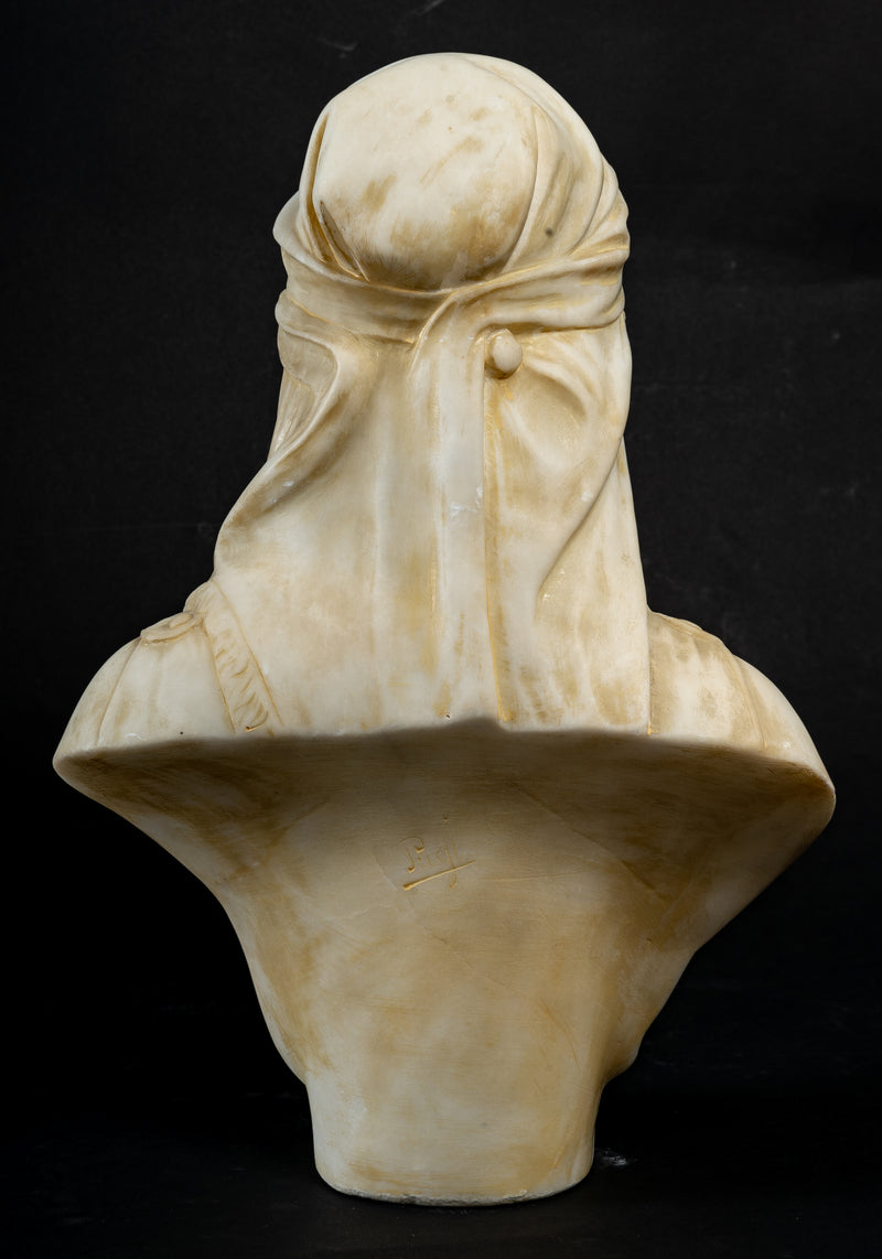 Buste de jeune femme en albâtre de Guglielmo PUGI (1850 - 1915)